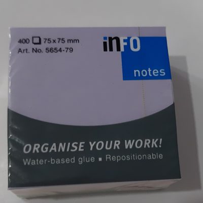 400 פתקיות ממו דביקות צבעי פסטל  75X75 מ''מ INFO